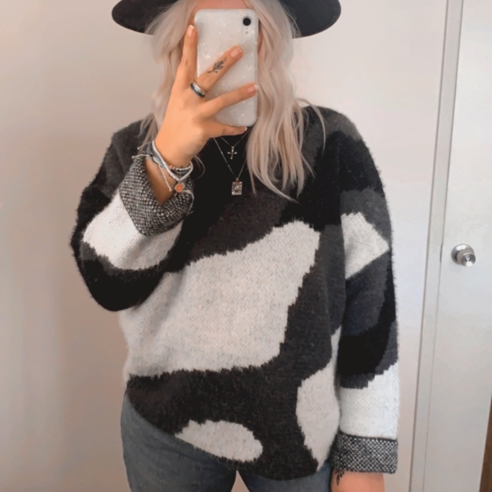 POL abstract camo sweater